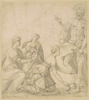 D 012
<br/>
Herrezen Christus verschijnt aan drie vrouwen
<br/>
<em>Anoniem (16de eeuw)</em>